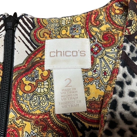 CHICO’S Animal Paisley Medallion Dress Bracelet Flared Long Sleeve US Sz L - Picture 5 of 10
